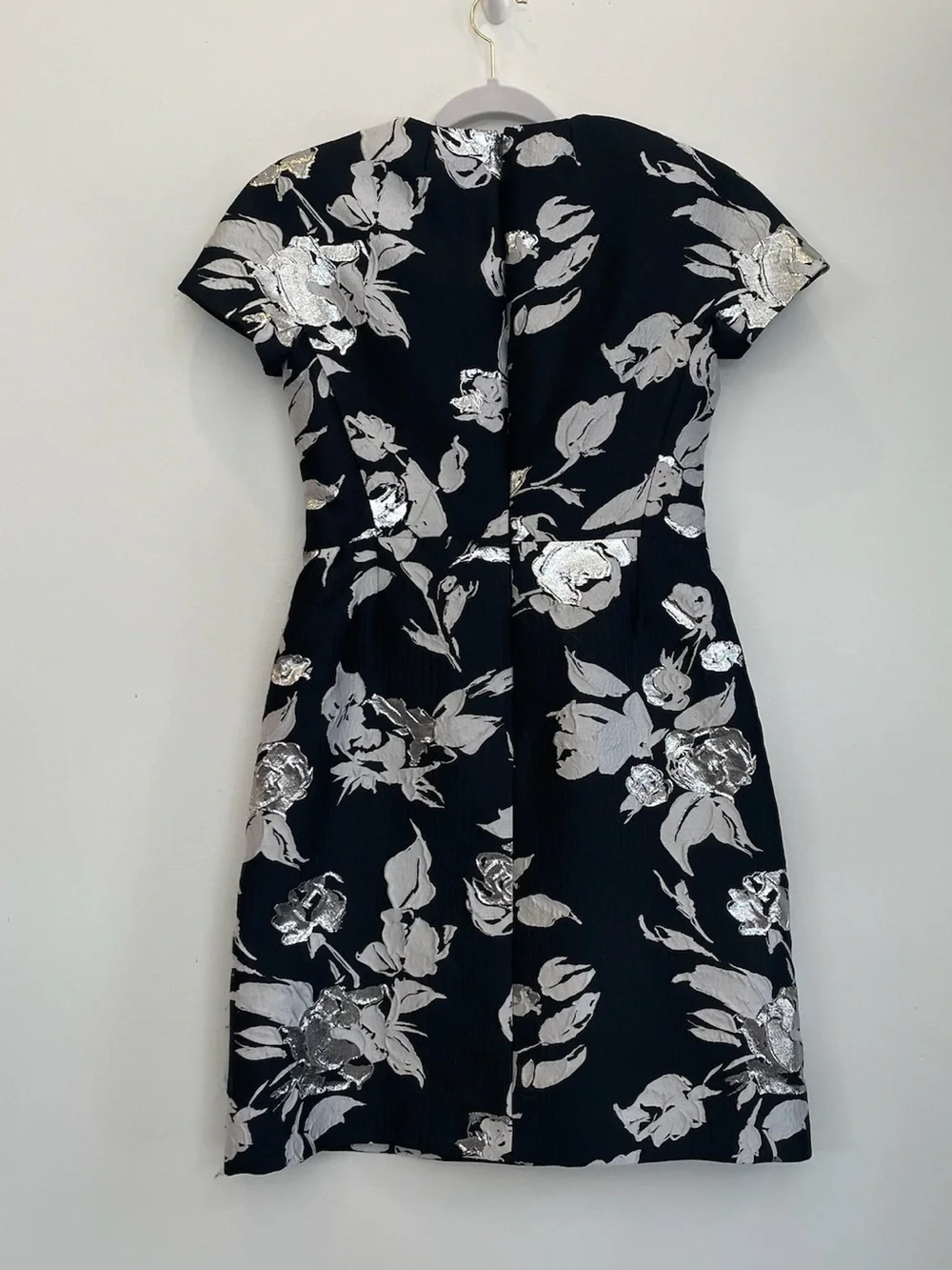 Michael Kors Collection Jacquard Black Dress with Silver Floral Dress
